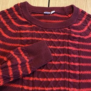 Gap Red Burgundy Holiday Cable Knit Sweater Women's Large